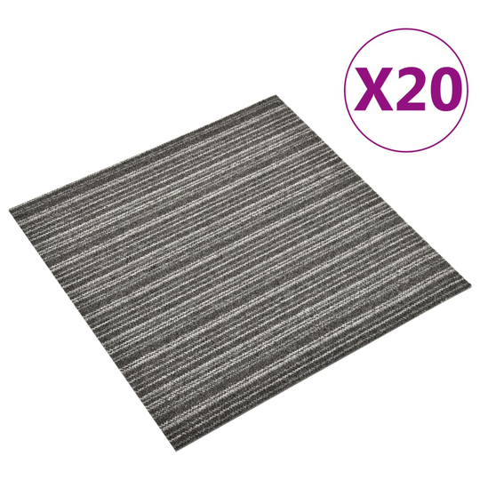 vidaXL Textilplattor 20 st 5 m² 50x50 cm antracit ränder