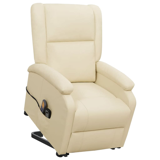 vidaXL Massagefåtölj med uppresningshjälp Gräddvit konstläder