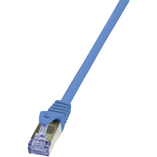 LogiLink CQ5056S RJ45 Nätverk Anslutningskabel CAT 6A S/FTP 2.00 m Blå Flamskyddsmedel, Halogenfri, med låsskydd
