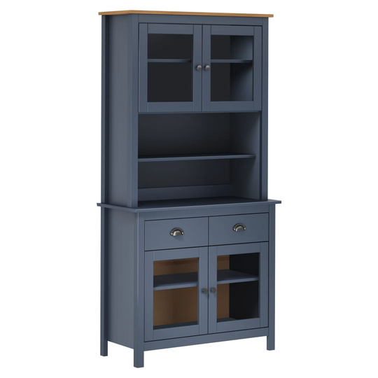 vidaXL Högskåp Hill Range grå 90x40x180 cm massiv furu