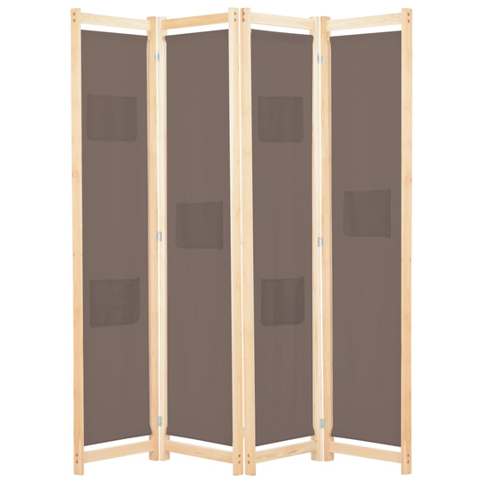 vidaXL Rumsavdelare 4 paneler 160x170x4 cm brun tyg