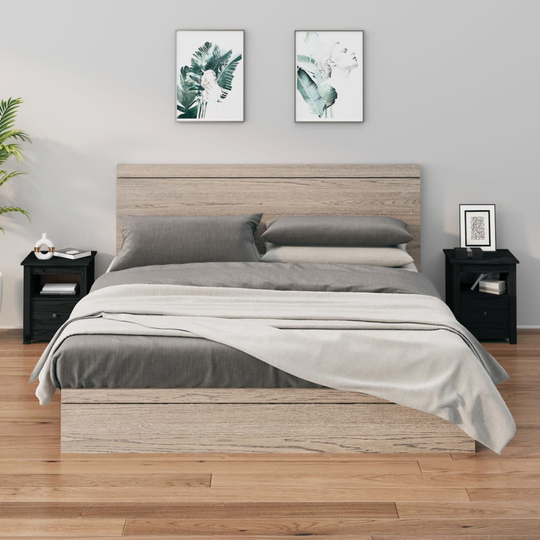 vidaXL Sängbord 2 st svart 40x35x49 cm massiv furu