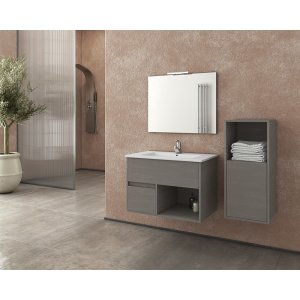 Möbelpaket Sorrento 75 - Cementfärgat med spegel- & sidoskåp
