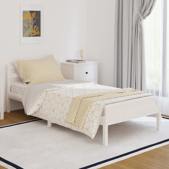 vidaXL Sängram massiv furu 90x200 cm vit