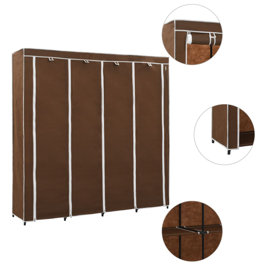 vidaXL Garderob med 4 utrymmen brun 175x45x170 cm
