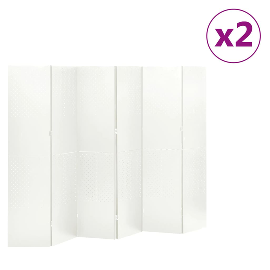 vidaXL Rumsavdelare 6 paneler 2 st vit 240 x 180 cm stål