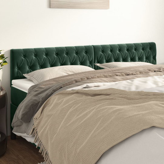 vidaXL Huvudgavlar 2 st mörkgrön 90x7x78/88 cm sammet