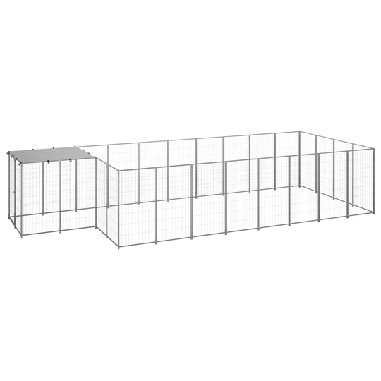vidaXL Hundgård silver 10,89 m² stål