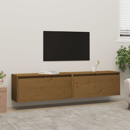 vidaXL Väggskåp 2 st honungsbrun 80x30x35 cm massiv furu