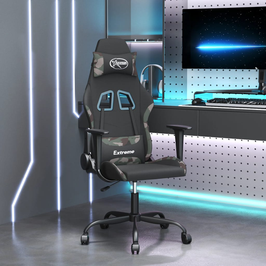 vidaXL Gamingstol med massage svart och kamouflage tyg