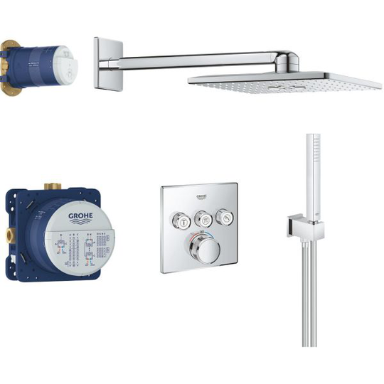Grohe Grohtherm SmartControl Takduschset med Rainshower smartactive 310 Kvadratisk huvuddusch