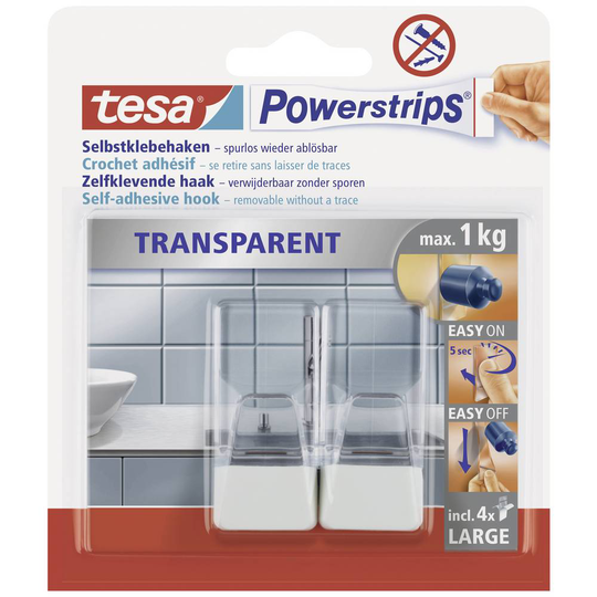 Tesa® Powerstrips® krok transparent Transparent, Vit POWERSTRIPS® tesa Innehåll: 2 st