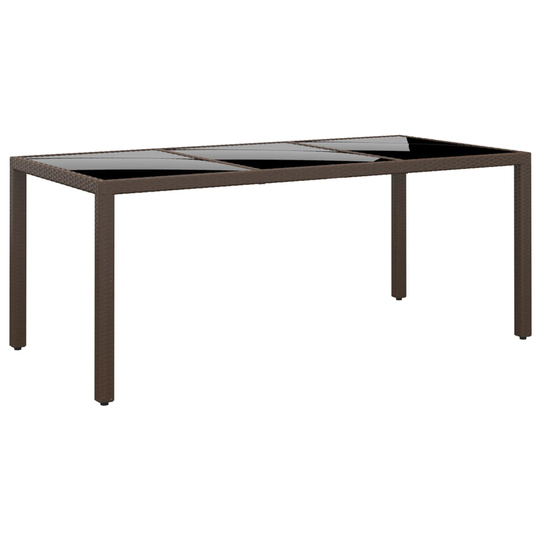 vidaXL Utebord 190x90x75 cm härdat glas och konstrotting brun