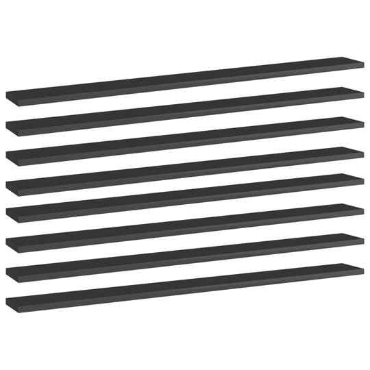vidaXL Hyllplan 8 st svart högglans 100x10x1,5 cm spånskiva