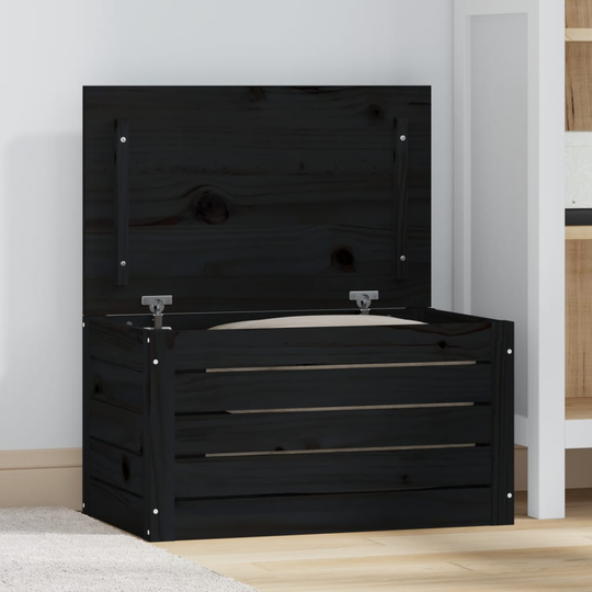 vidaXL Förvaringslåda Svart 59,5x36,5x33 cm massiv furu
