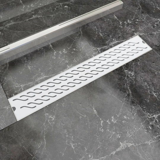 vidaXL Avlång golvbrunn vågig 730x140 mm rostfritt stål