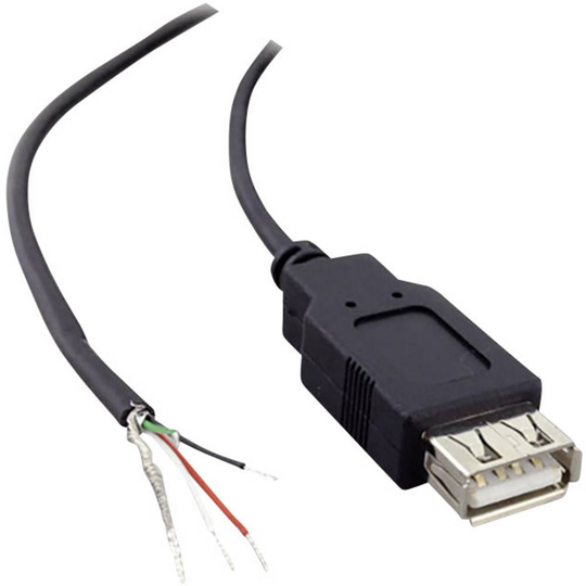USB En kopplings 2,0 med öppen kabelände 10080111 Koppling rak USB A koppling 2,0 BKL Electronic Innehåll: 1 st