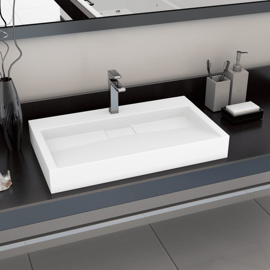vidaXL Handfat 80x46x11 cm mineralgjuten vit