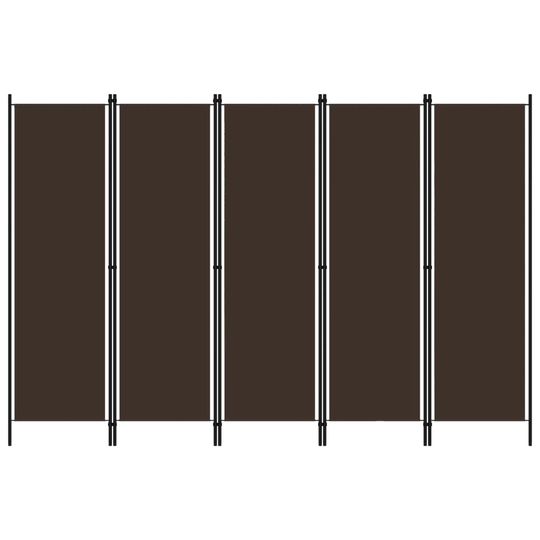vidaXL Rumsavdelare 5 paneler brun 250x180 cm