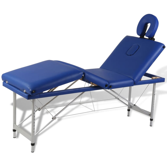 vidaXL Hopfällbar massagebänk med 4 sektioner aluminium blå