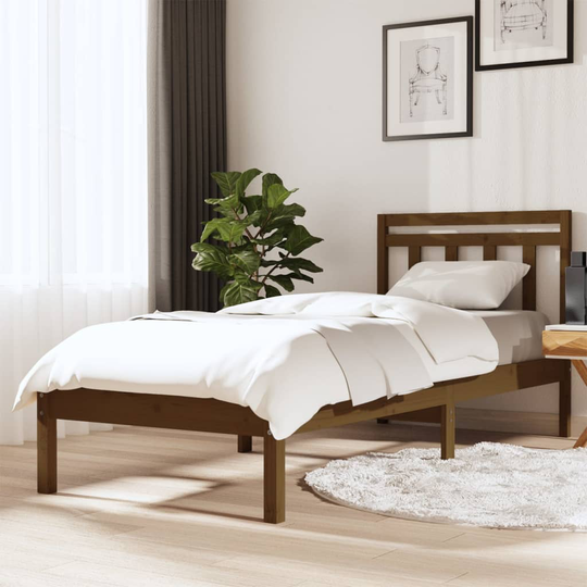 vidaXL Sängram honungsbrun massivt trä 90x190 cm enkelsäng