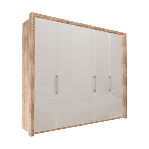 Garderob Atlanta - Ljus rustik ek 250 cm, 216 cm, Med ram