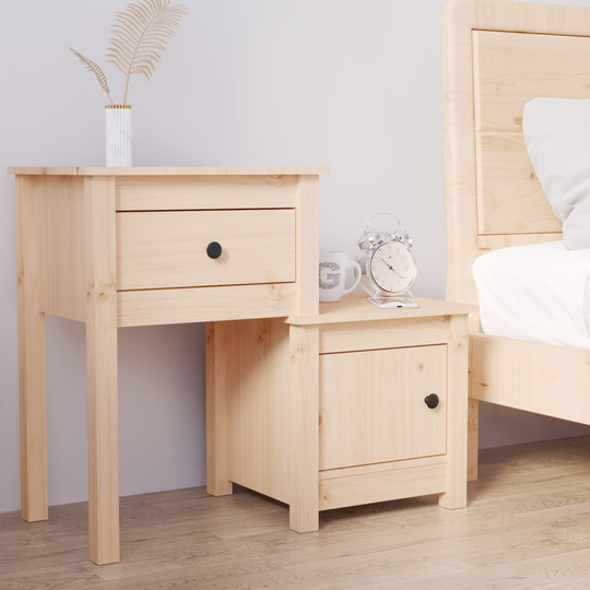 vidaXL Sängbord 79,5x38x65,5 cm massiv furu