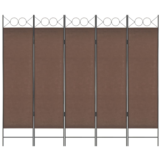 vidaXL Rumsavdelare 5 paneler brun 200x180 cm