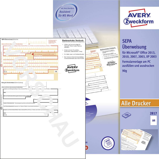 Avery-Zweckform Överföring, formulär SEPA-Überweisung DIN A4 Antal ark: 100 2817