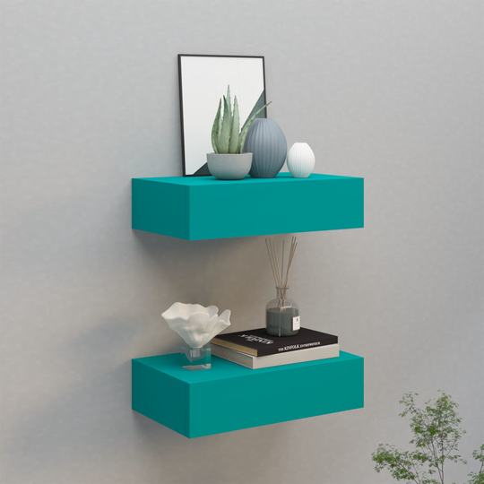 vidaXL Väggmonterade lådor blå 2 st 40x23,5x10 cm MDF