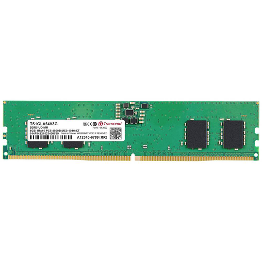 Transcend TS1GLA64V8G Internminne Desktop Modul 8 GB 1 x 8 GB DDR5-RAM 4800 MHz CL40