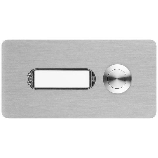 Grothe 55520 Klockknapp med namnskylt, Belyst Vit, Rostfritt stål V2A (borstat)