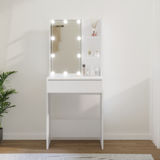 vidaXL Sminkbord med LED vit 60x40x140 cm
