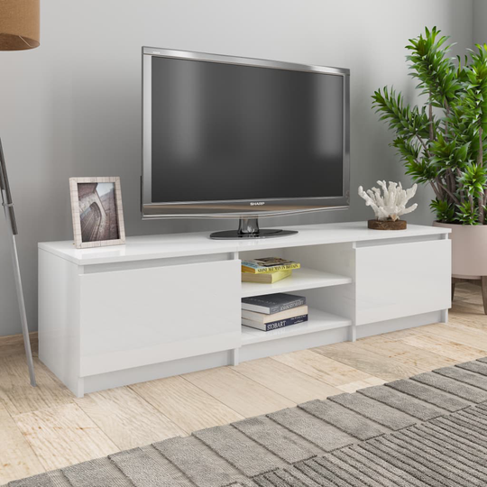 vidaXL TV-bänk vit högglans 140x40x35,5 cm spånskiva