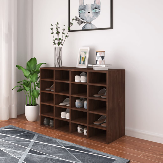 vidaXL Skohylla spånskiva 92x30x67,5 cm brun ek