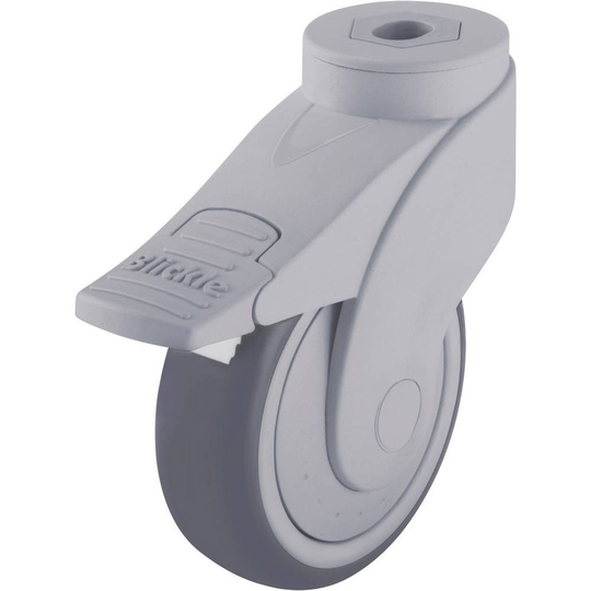 Blickle 744739 100 mm design-plast-länkhjul WAVE med fixering Utförande Länkhjul med bulthål och stopp-fix-bromsar