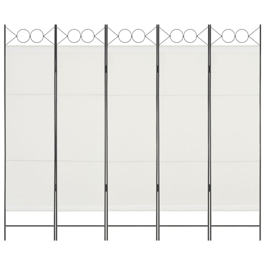 vidaXL Rumsavdelare 5 paneler vit 200x180 cm