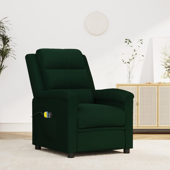 vidaXL Elektrisk massagefåtölj mörkgrön sammet