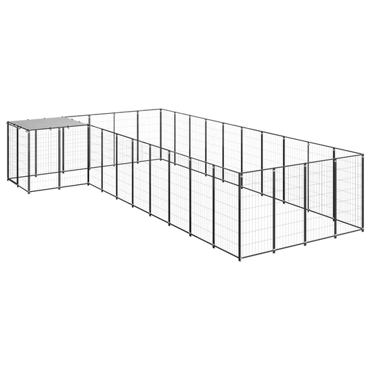vidaXL Hundgård svart 13,31 m² stål