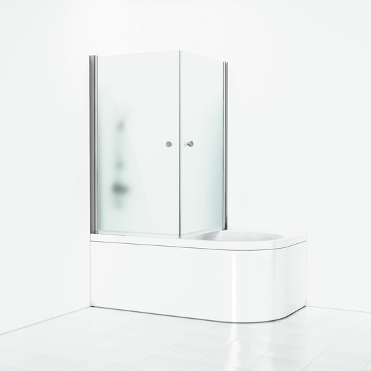 Svedbergs Hörndusch För Badkar - Frostglas Alu blank