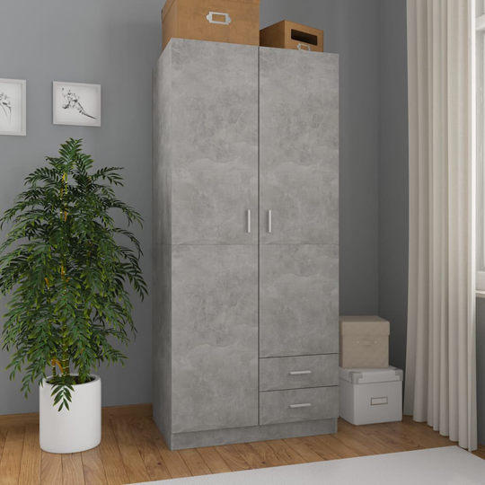 vidaXL Garderob betonggrå 80x52x180 cm spånskiva
