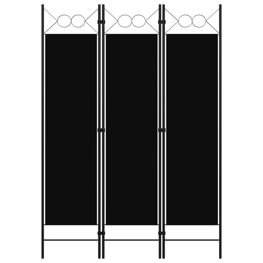 vidaXL Rumsavdelare 3 paneler svart 120x180 cm