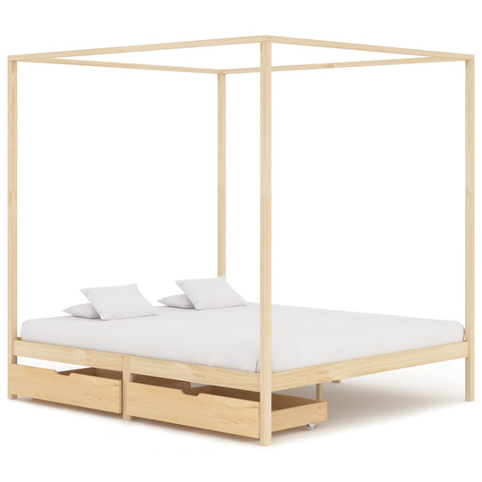 vidaXL Himmelsäng med 2 lådor massiv furu 180x200 cm