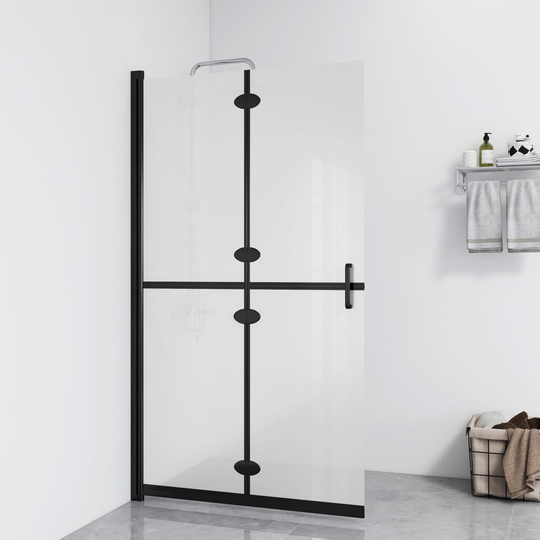 vidaXL Vikbar duschvägg med frostat ESG-glas 100x190 cm