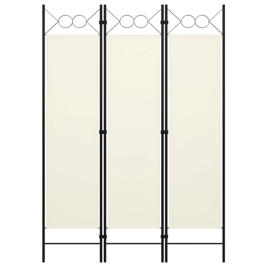 vidaXL Rumsavdelare 3 paneler gräddvit 120x180 cm
