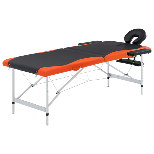 vidaXL Hopfällbar massagebänk 2 sektioner aluminium svart och orange