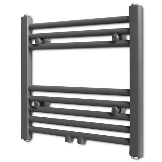 vidaXL Handdukstork centralvärme element rak grå 480 x 480 mm