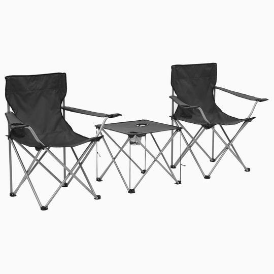 vidaXL Campingbord och stolar 3 delar grå