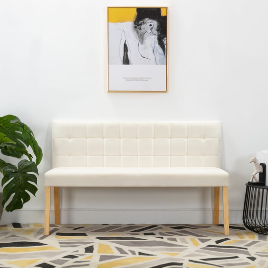 vidaXL Bänk 140 cm gräddvit sammet