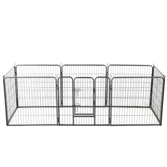 vidaXL Hundhage 8 paneler stål 80x80 cm svart